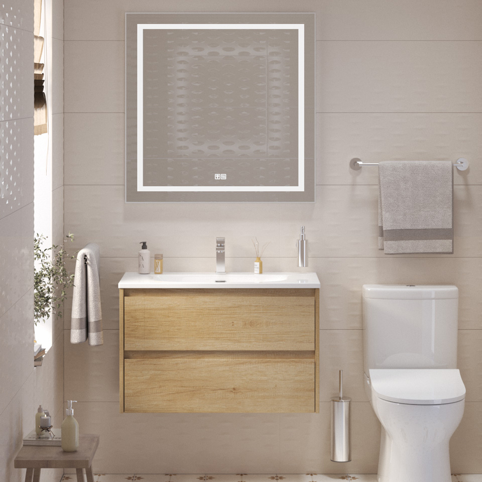 

Мебель для ванной комнаты BelBagno Kraft 39 80 rovere nebrasca nature, раковина BB-8099-3-80
