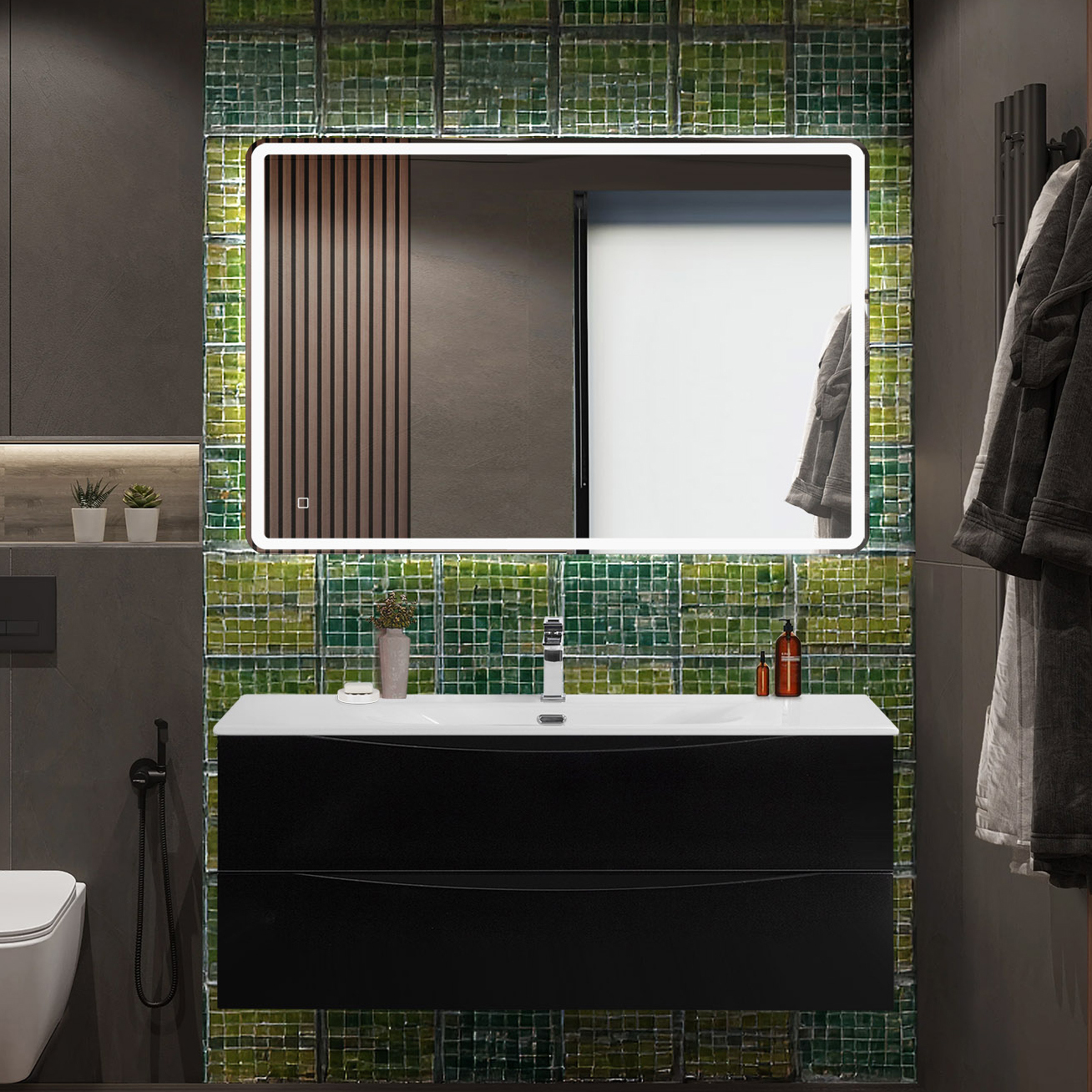 

Мебель для ванной комнаты BelBagno Marino-cer-n 120 подвесная, nero lucido