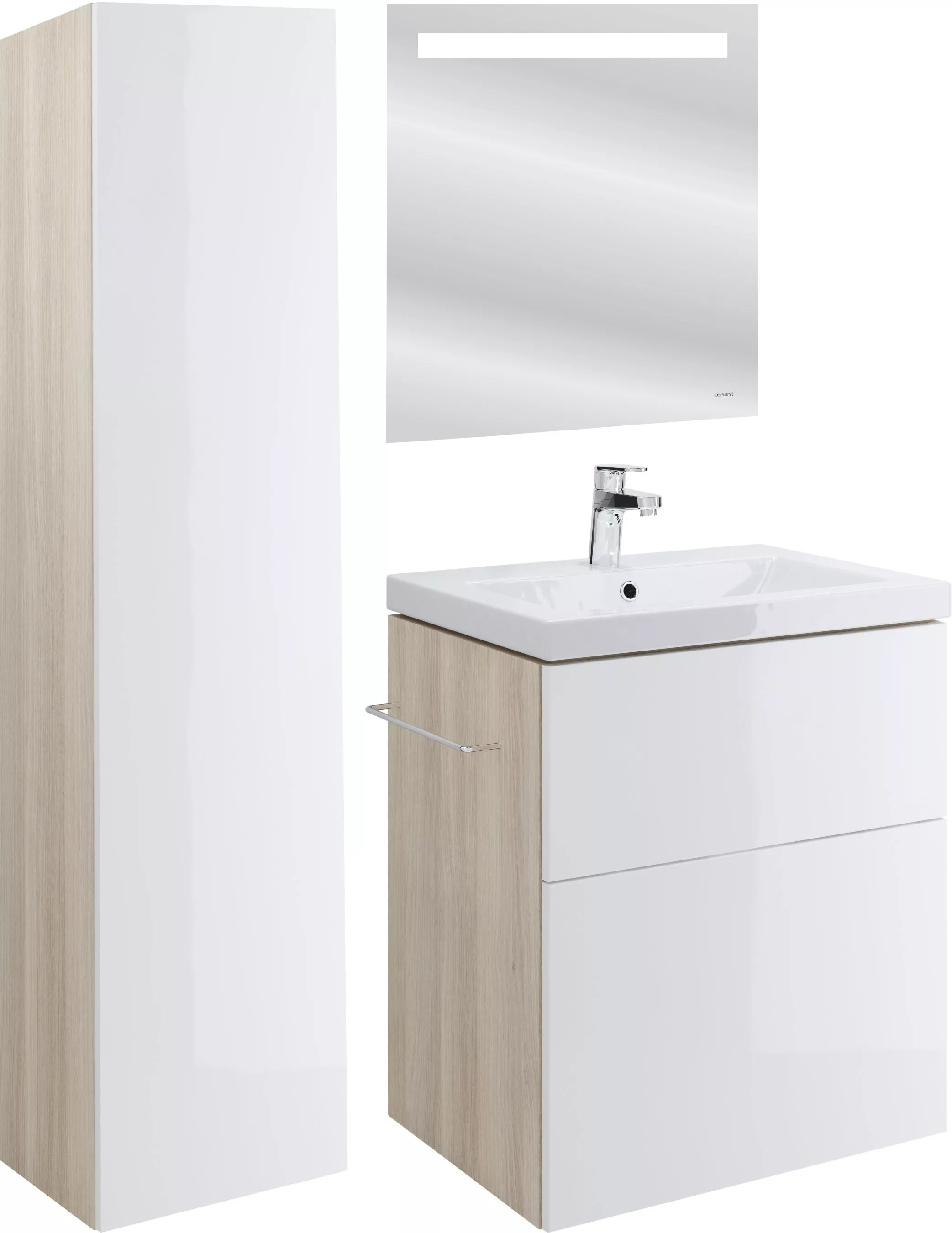 Мебель для ванной Cersanit Smart 60 ясень, белый, подвесная, цвет светлое дерево - фото 1