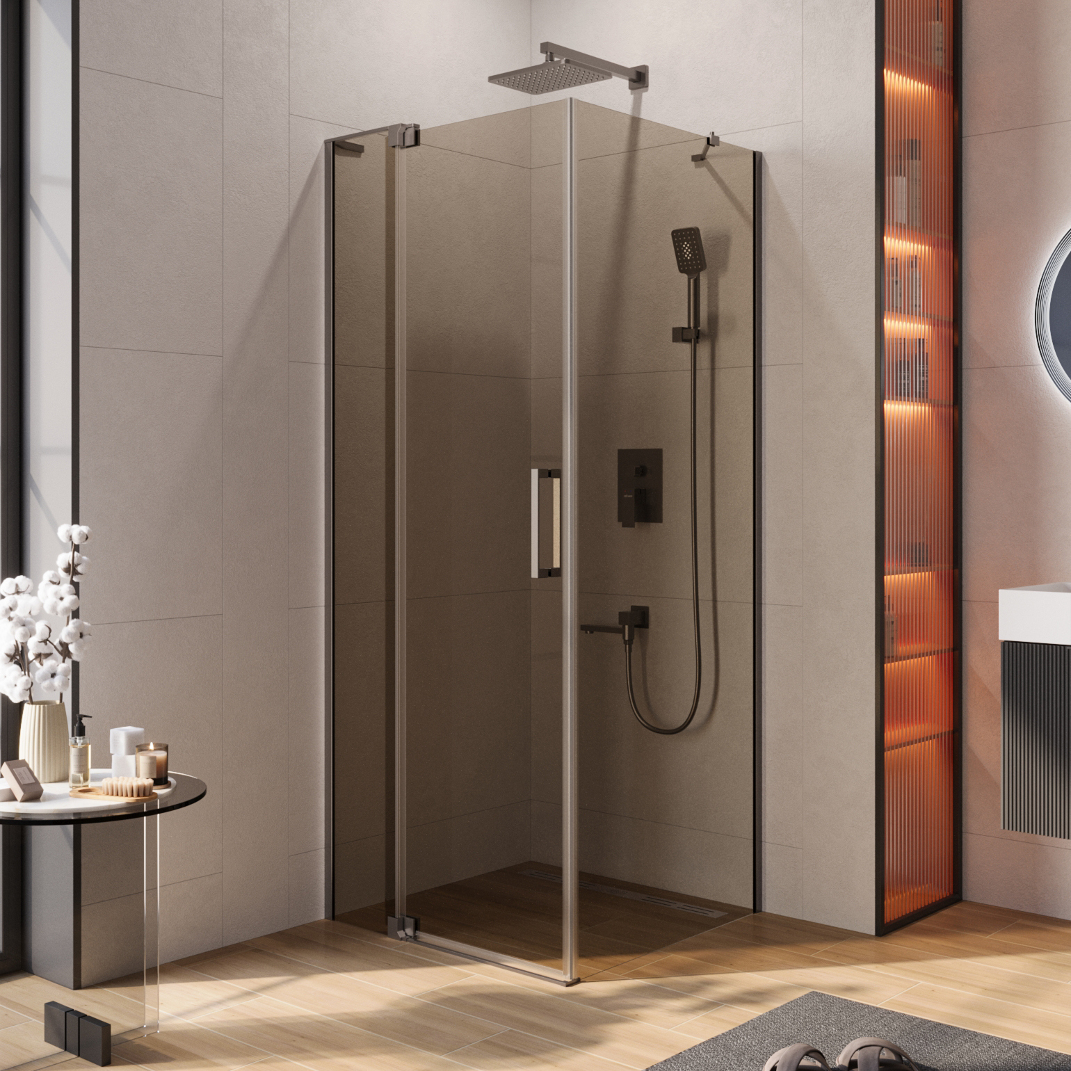 

Душевой уголок Cezares Slider AH 1 80-70/80 BR GM профиль оружейная сталь, стекло бронза