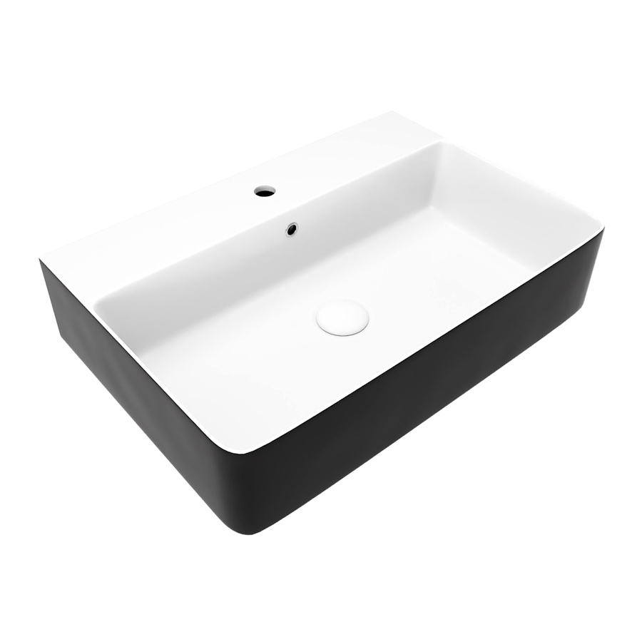 

Накладная раковина STWORKI Копенгаген CO50272 60 черно-белый глянец, прямоугольная, с 1 отверстием под смеситель