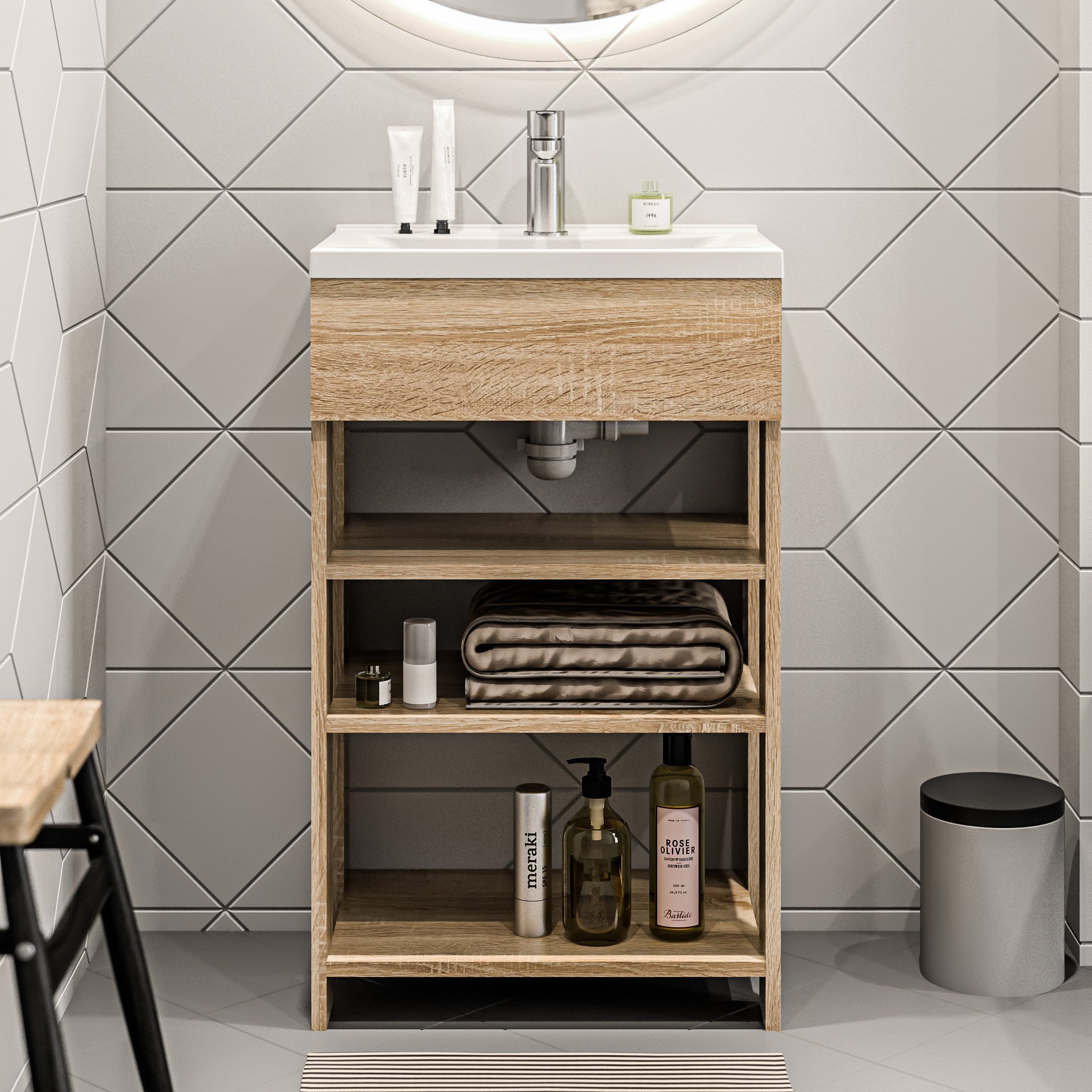 

Тумба с раковиной 1MarKa Revo 50Н дуб сонома