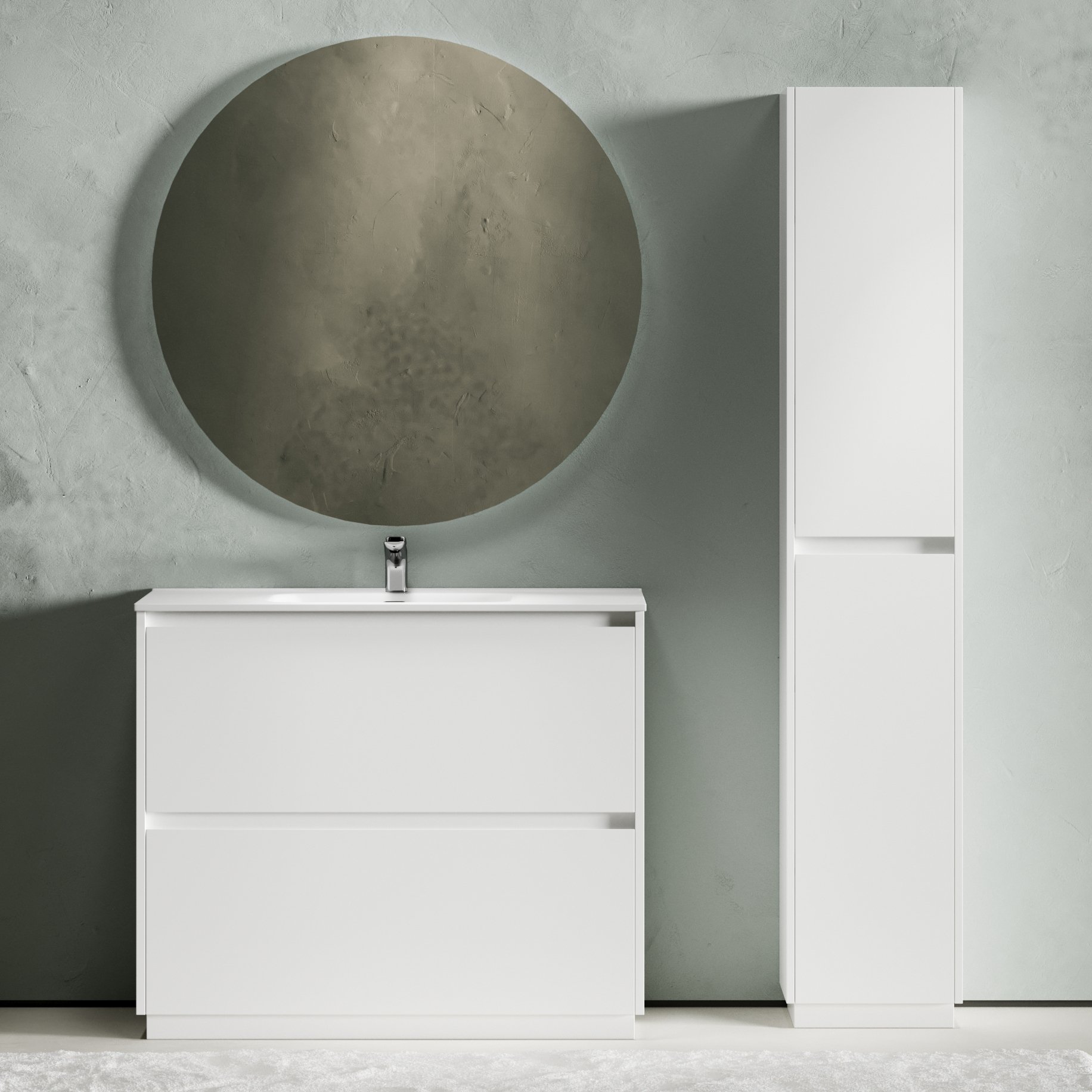 

Мебель для ванной комнаты Sancos Libra Floor 100 белый глянец, белая раковина CN7003