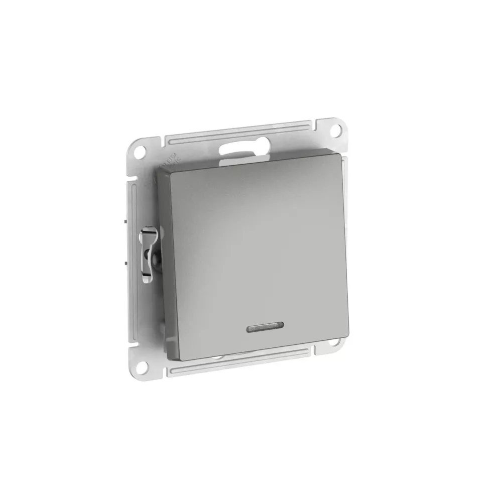 

Выключатель 1-клавишный с подсвет.,сх.1а, 10АХ, быстрозажим. клем. Systeme Electric AtlasDesign Сталь ATN000913S