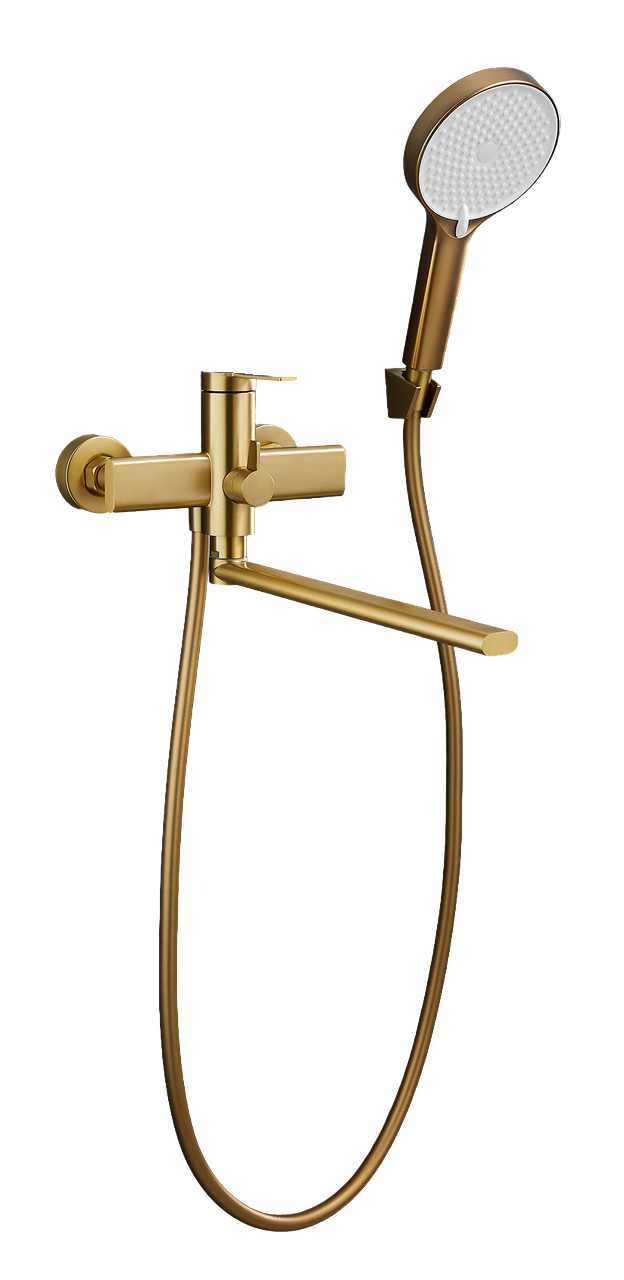 

Смеситель с длинным изливом для ванны BELZ B813 B22813-5 золото