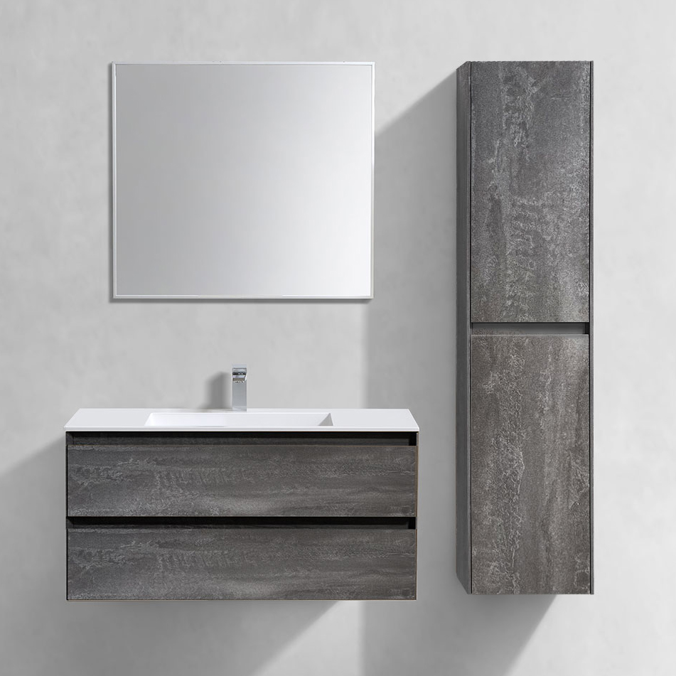 

Мебель для ванной комнаты Vincea Luka 100, 2 ящика, камень, с белой раковиной