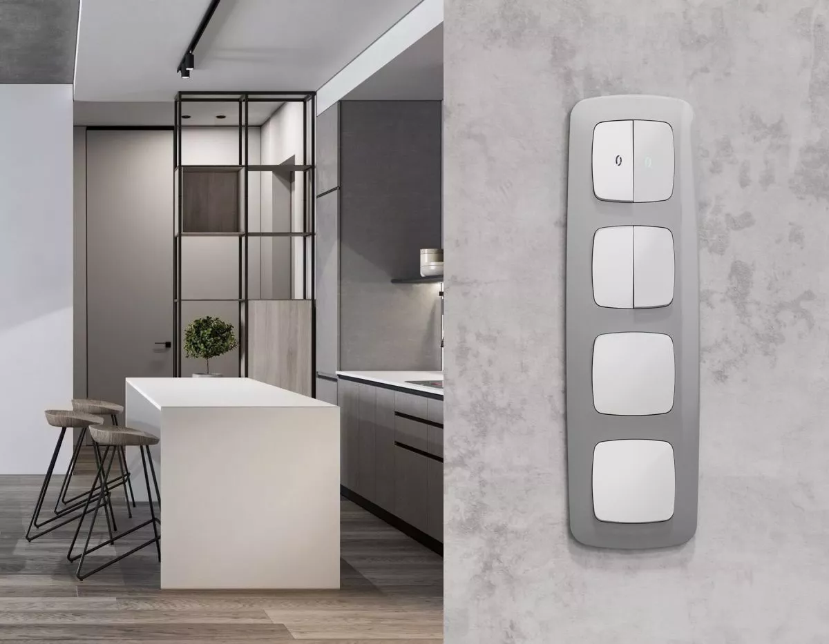 

Комплект механизма 2-клавишного перекрестного выключателя Ambrella Volt 10A-250V OMEGA MO123030 Белый матовый QUANT (OP1230, VM125)