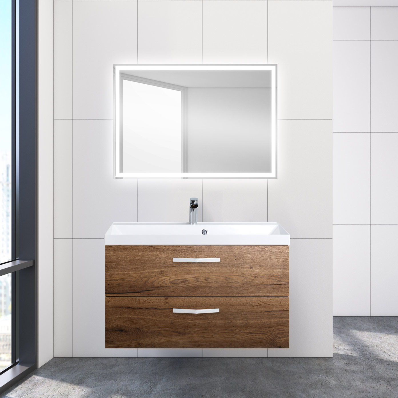 

Мебель для ванной комнаты BelBagno Aurora 90 rovere tabacco