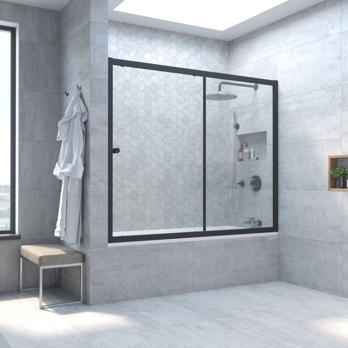 

Шторка на ванну Vegas Glass Zv Novo 180 02М 01 профиль черный матовый, стекло прозрачное