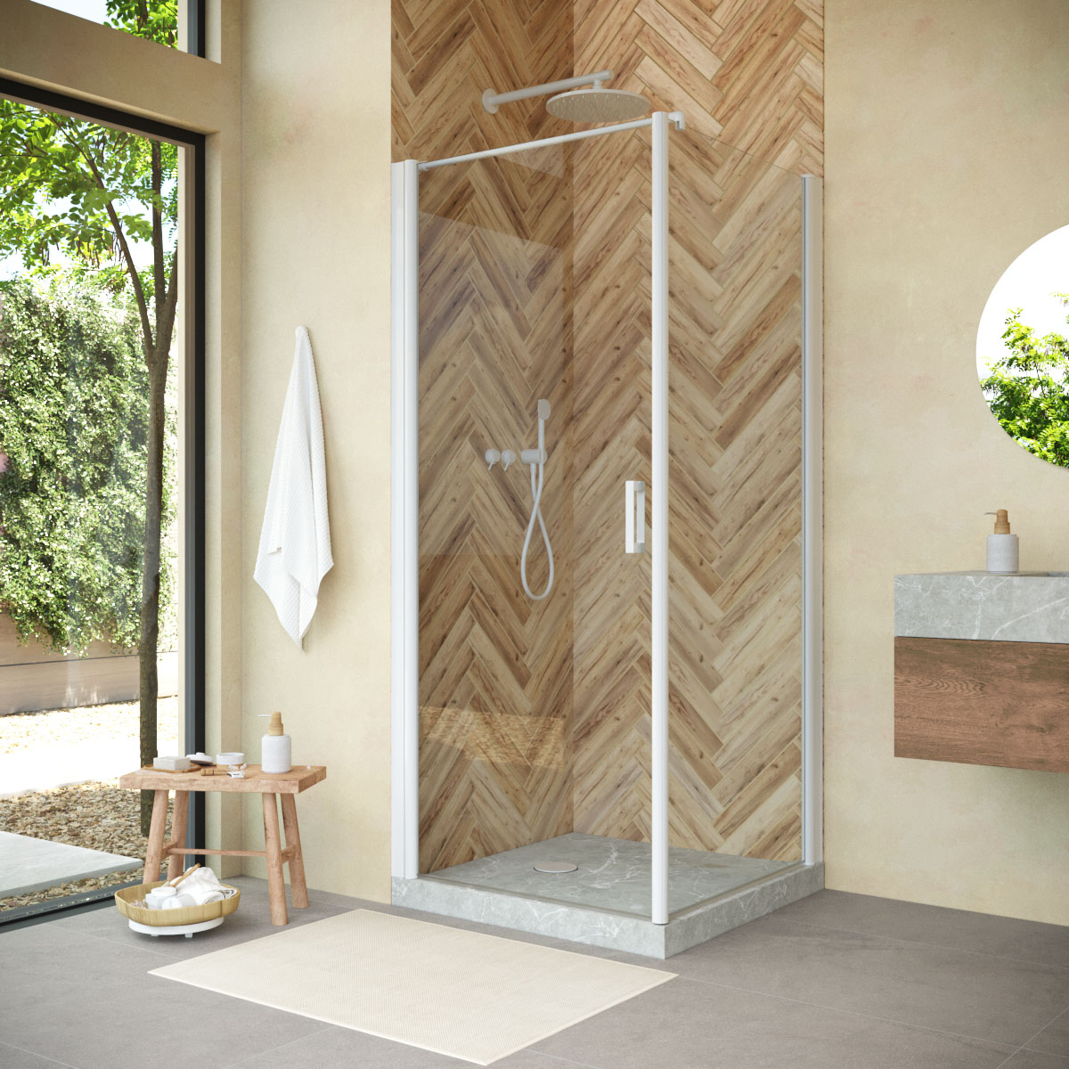 

Душевой уголок Vegas Glass EP-Fis Novo 80*90 01 01 L профиль белый, стекло прозрачное