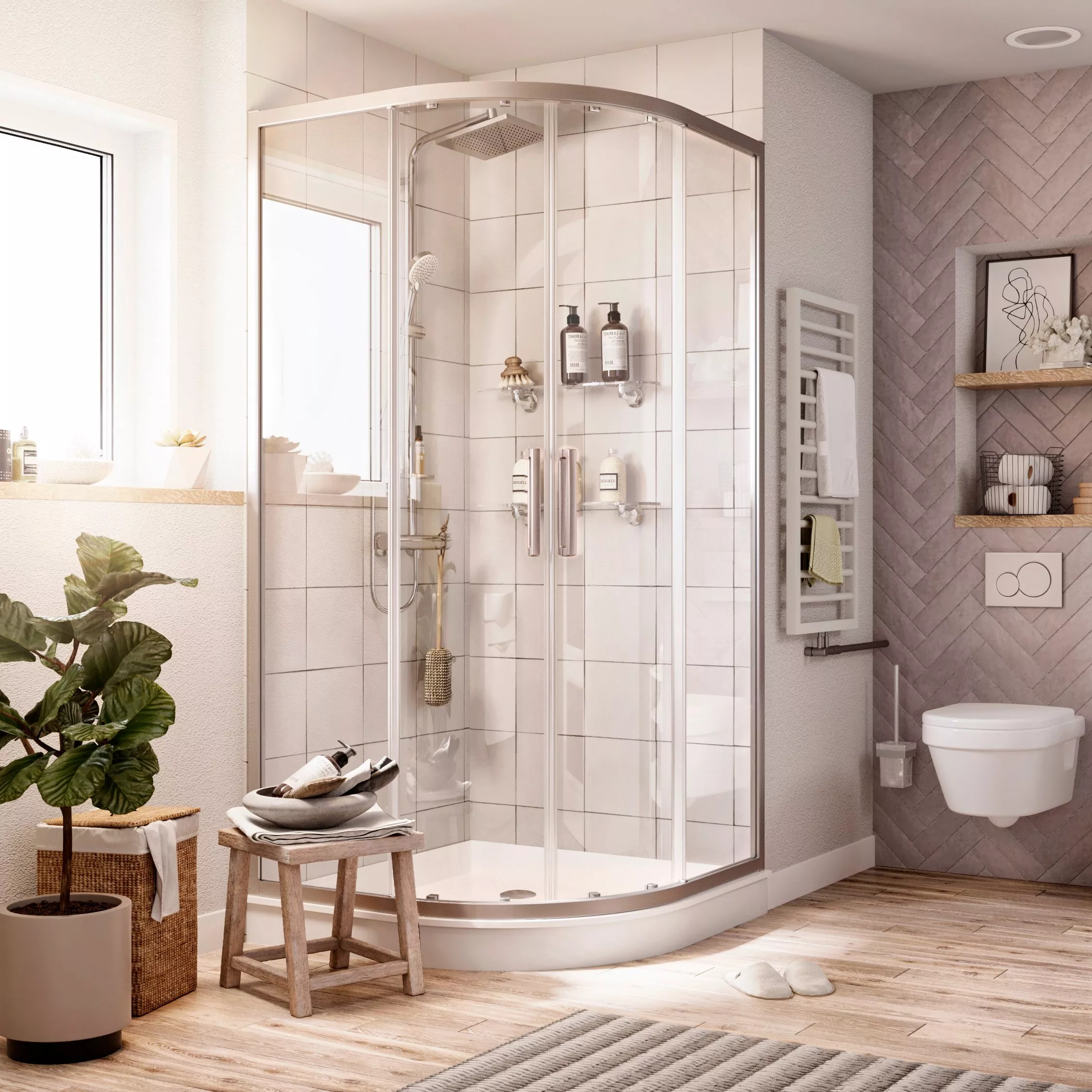 Душевые уголки  Santehnika Room Душевой уголок STWORKI Хельсинки 120x120 см профиль хром матовый