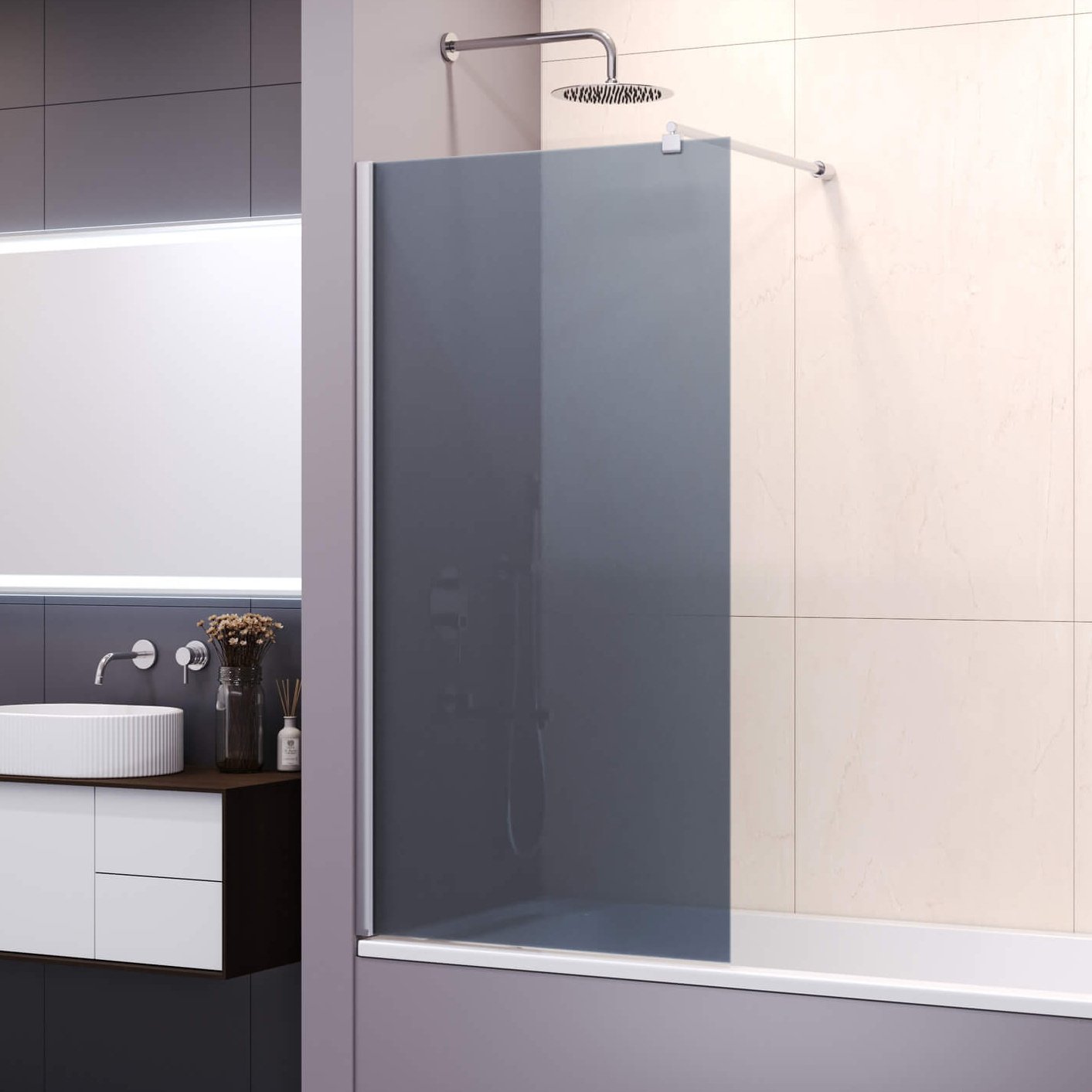 

Шторка на ванну RGW SC-051 70 см, профиль хром, стекло серое