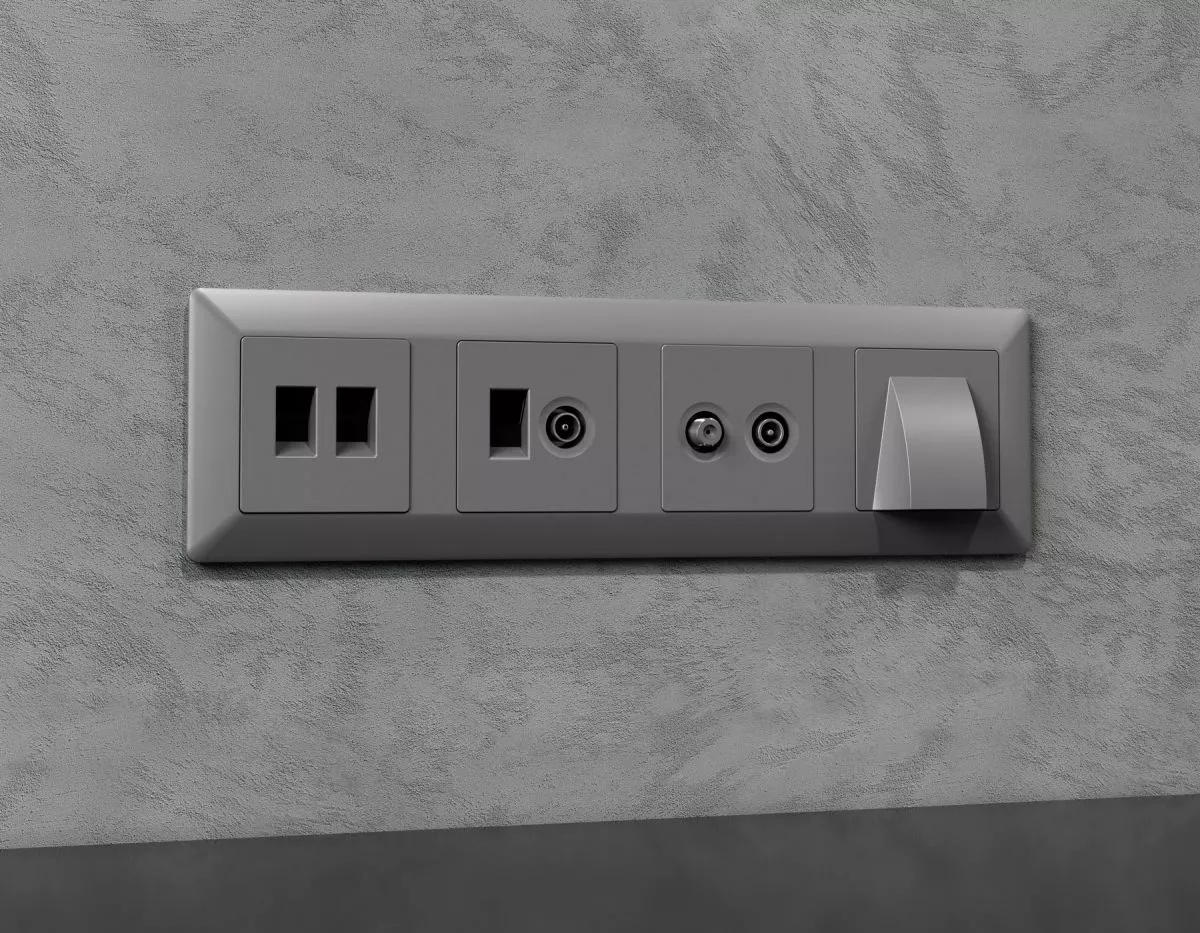 

Комплект механизма розетки компьютерной + TV оконечной RJ-45 с автоматической защитной шторкой Alfa Сталь матовый Quant Ambrella Volt MA512510 (AP5125, VM195)