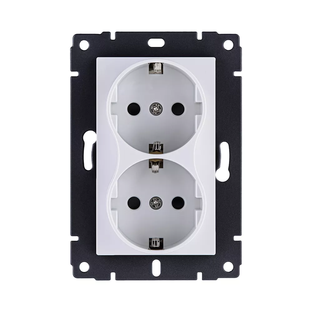 Розетка штепсельная SCHUKO двойная 16A/250 В, белый Kollinger REA-032WH для Aspekt, Eleganz, Reflex
