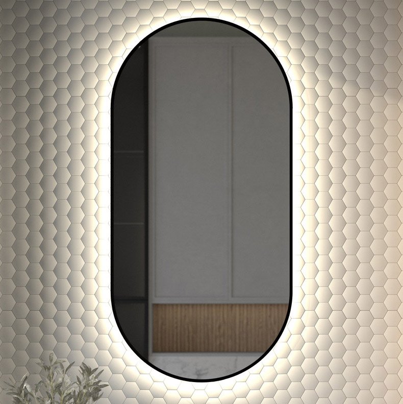 

Зеркало Defesto Aura DF 2926 60x120, с нейтральной подсветкой, без выключателя, черное