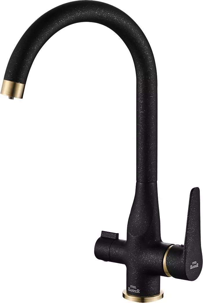 

Смеситель для кухонной мойки Steel Hammer SH 910 Black Br черный матовый