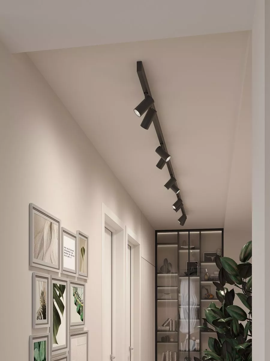 

Трековая система со светильниками №3 трехфазная накладная Eldeko (48В, форма - прямая, 4м, 3000K) черная Hesby Lighting HSBL_kompl_E003_NI4B3K