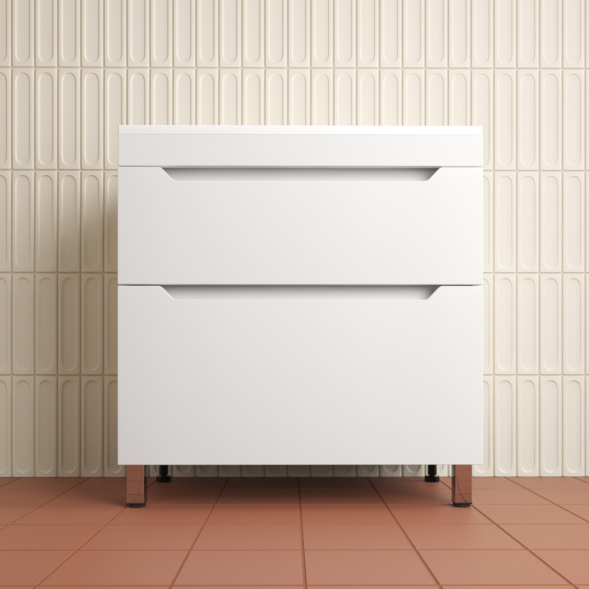 

Тумба напольная "Остин" под раковину Фортуна 80 2 ящ белый эмаль PLUS