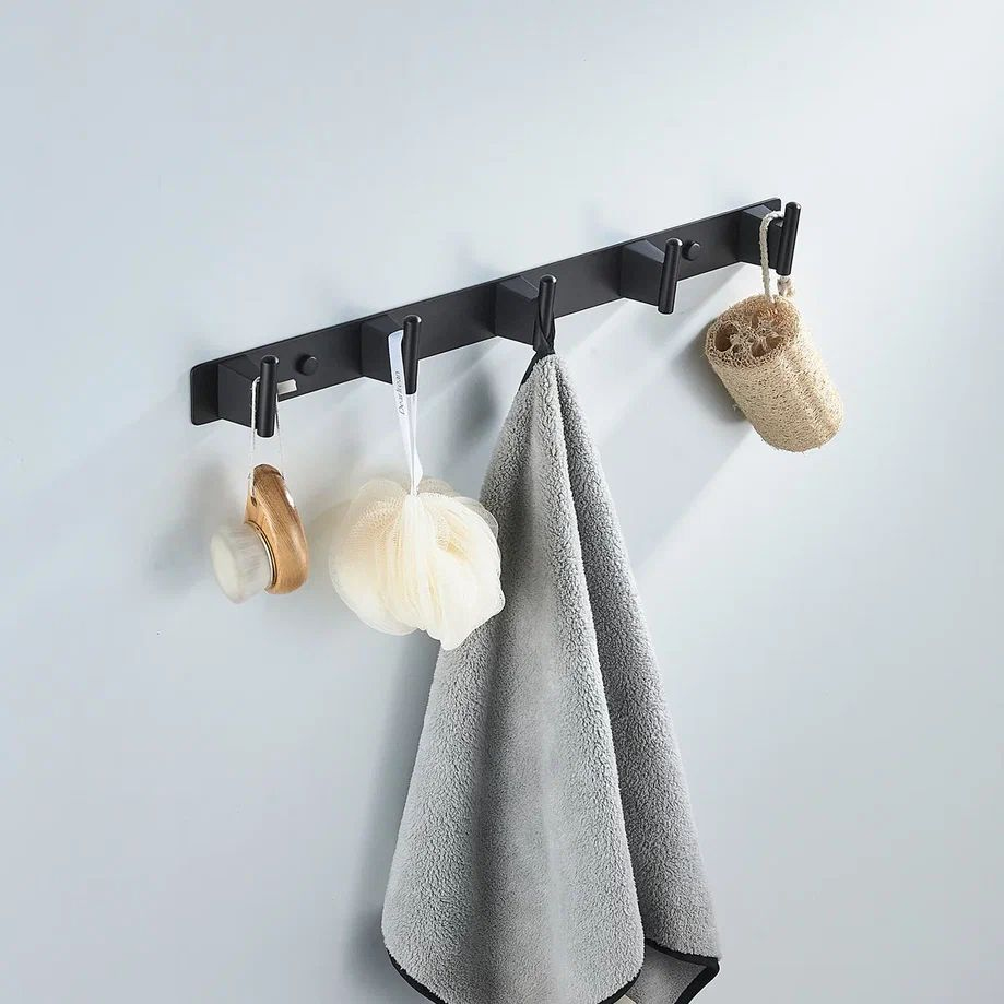 Крючки для ванной и кухни планка с 5 крючками Shevanik SG5751H черный 2184₽