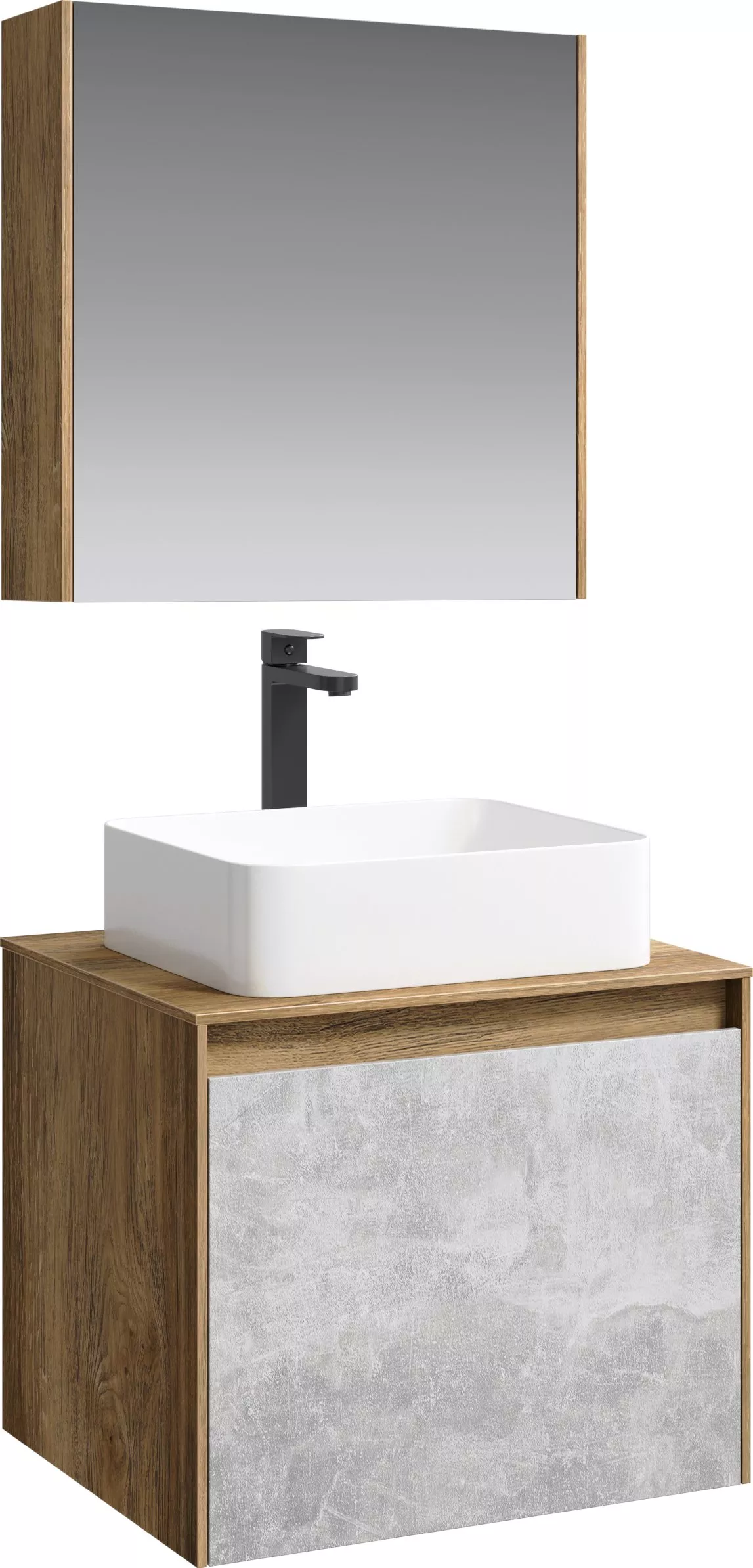 Мебель для ванной Aqwella 5 stars Mobi 60 дуб балтийский, бетон светлый, цвет серый - фото 1