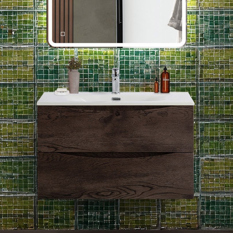 

Тумба под раковину без столешницы BelBagno Marino-cer-n 80 подвесная, rovere nature grigio