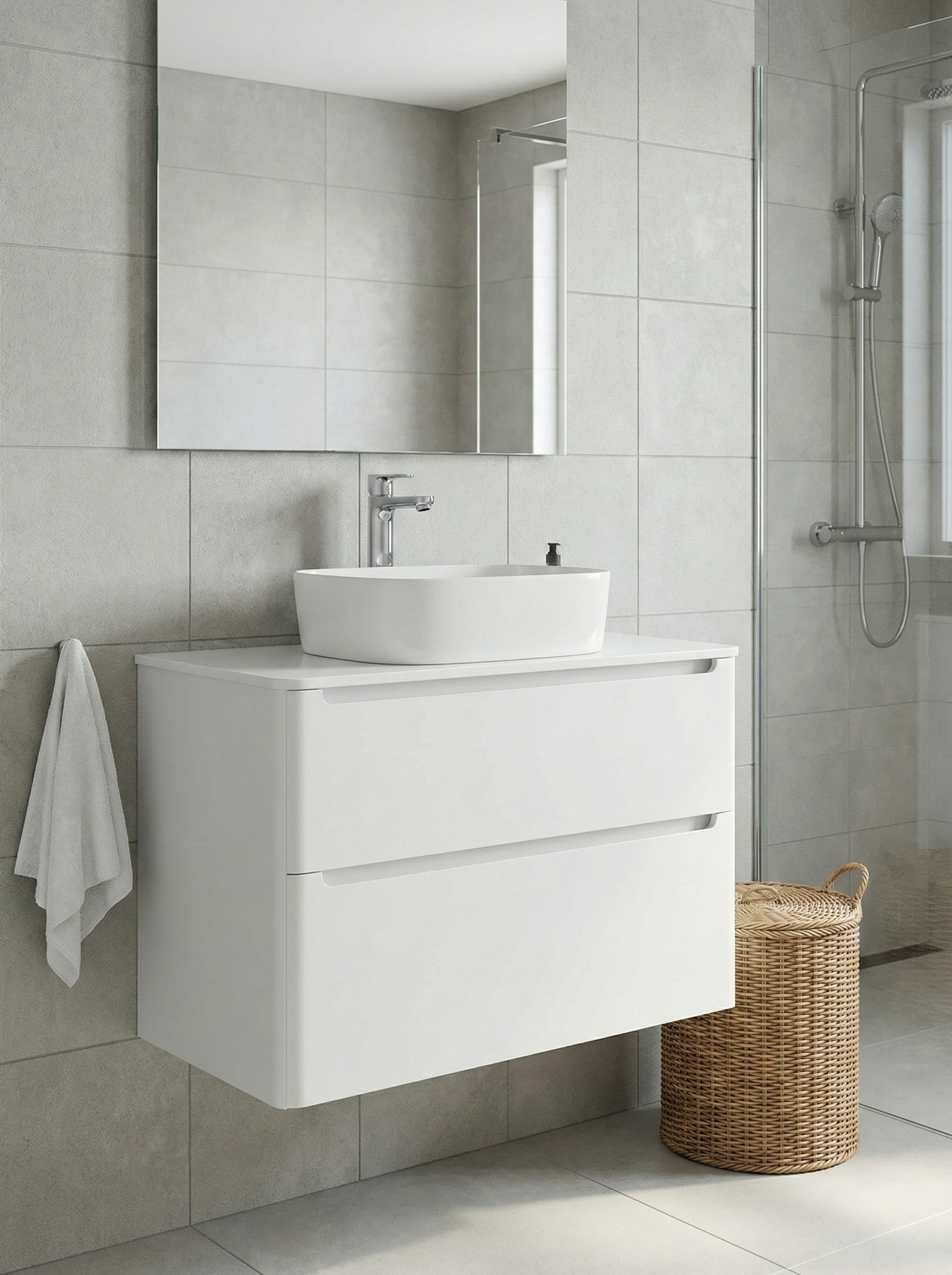 

Тумба с раковиной STWORKI Монтре 100 белая, столешница белая, раковина Берген S21410WH