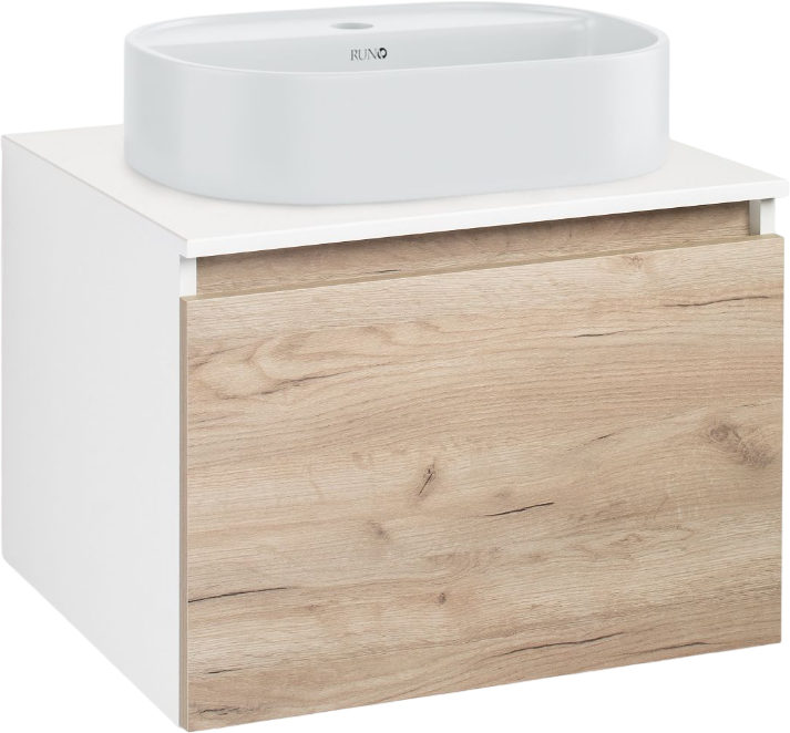 

Тумба с раковиной Runo Бари 60 крафтовый дуб, раковина Nuovo 50