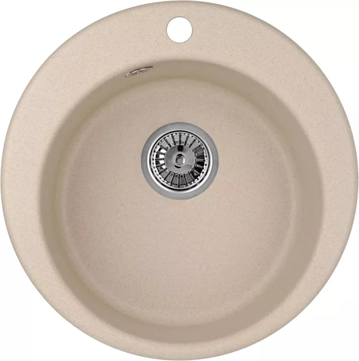 

Мойка кухонная Domaci Солерно EMQ-1475.C бежевая, 37х37 см, круглая, кварцевая, встраиваемая