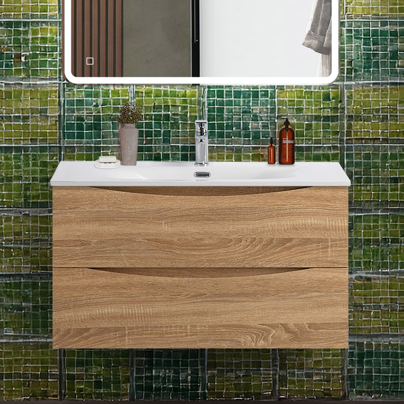 

Тумба с раковиной BelBagno Marino-cer-n 90 подвесная, rovere bianco