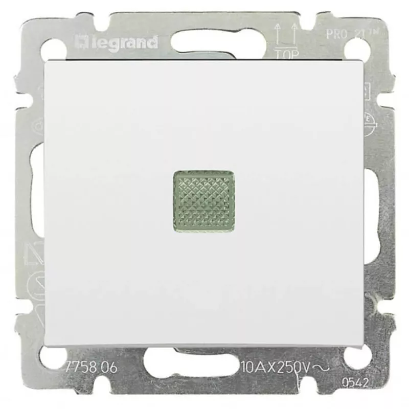 Выключатели  Santehnika Room Переключатель одноклавишный на 2 направления Legrand Valena 10A 250V с подсветкой белый 774426