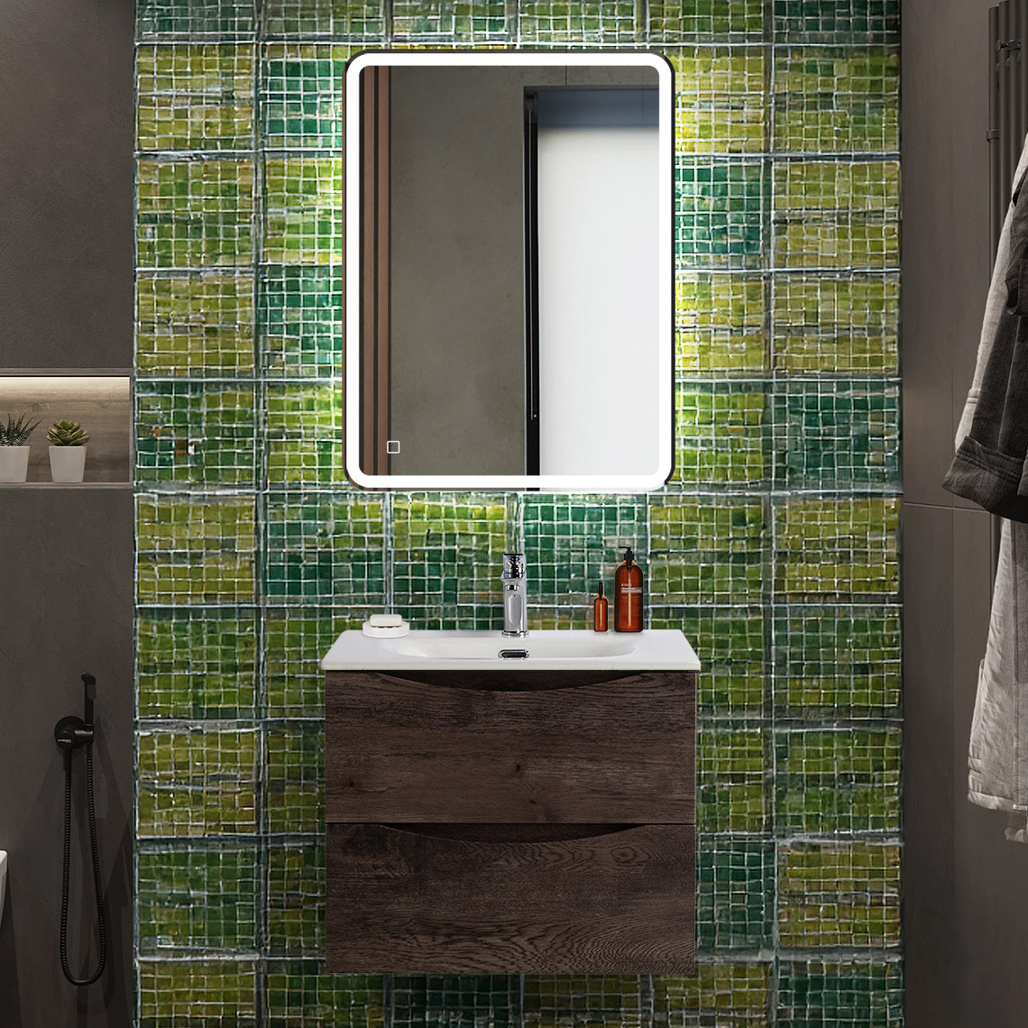 

Мебель для ванной комнаты BelBagno Marino-cer-n 60 подвесная, rovere nature grigio