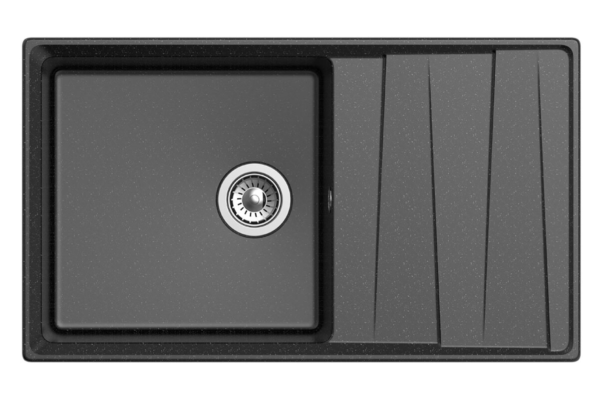 GRANFEST Мойка мрамор LEVEL, GF-LV-860L, чаш+кр 860*500, черный
