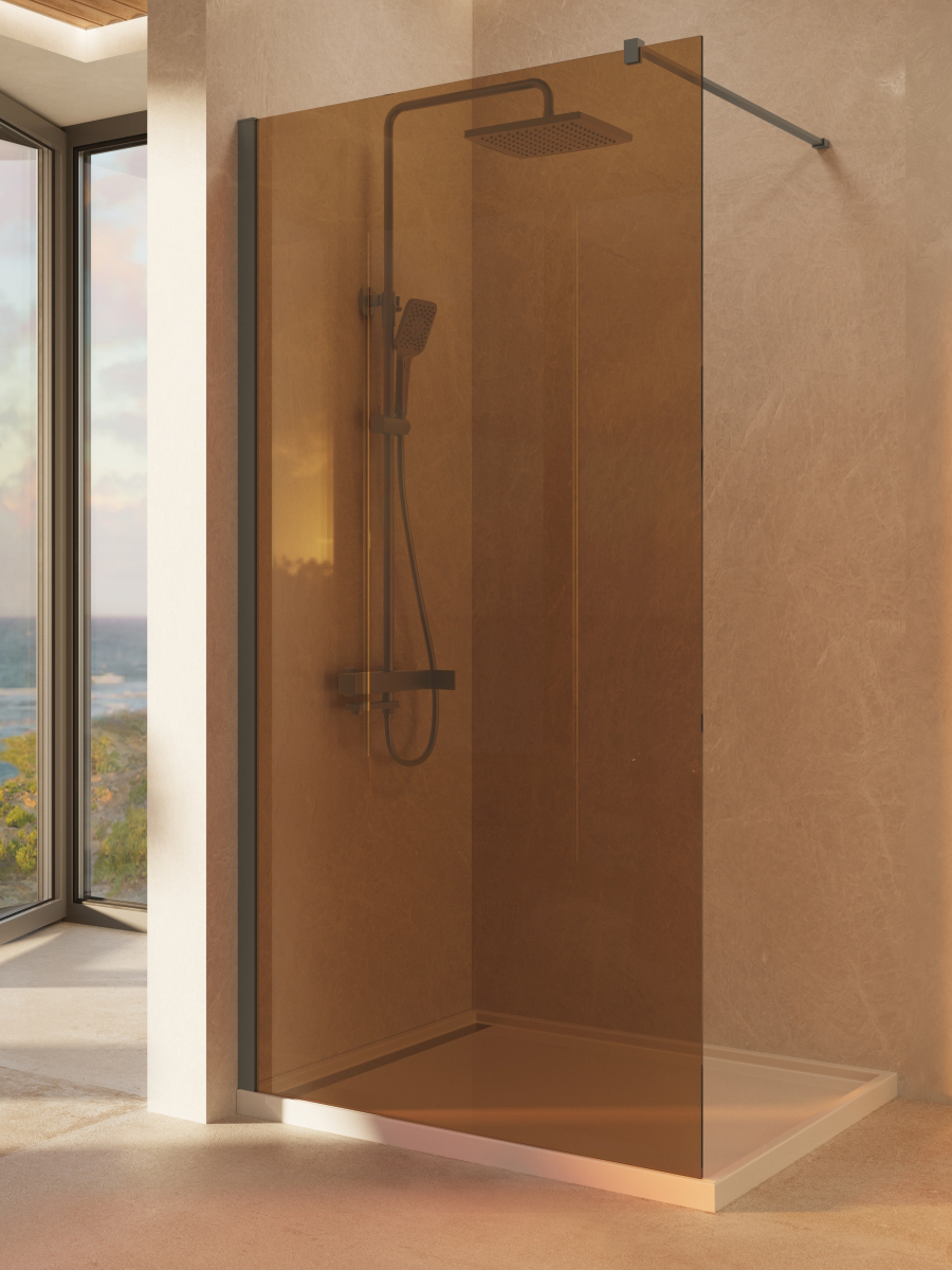 

Душевая перегородка Vincea Walk-in VSW-1H100GSGM 100 см, профиль вороненая сталь, стекло янтарь