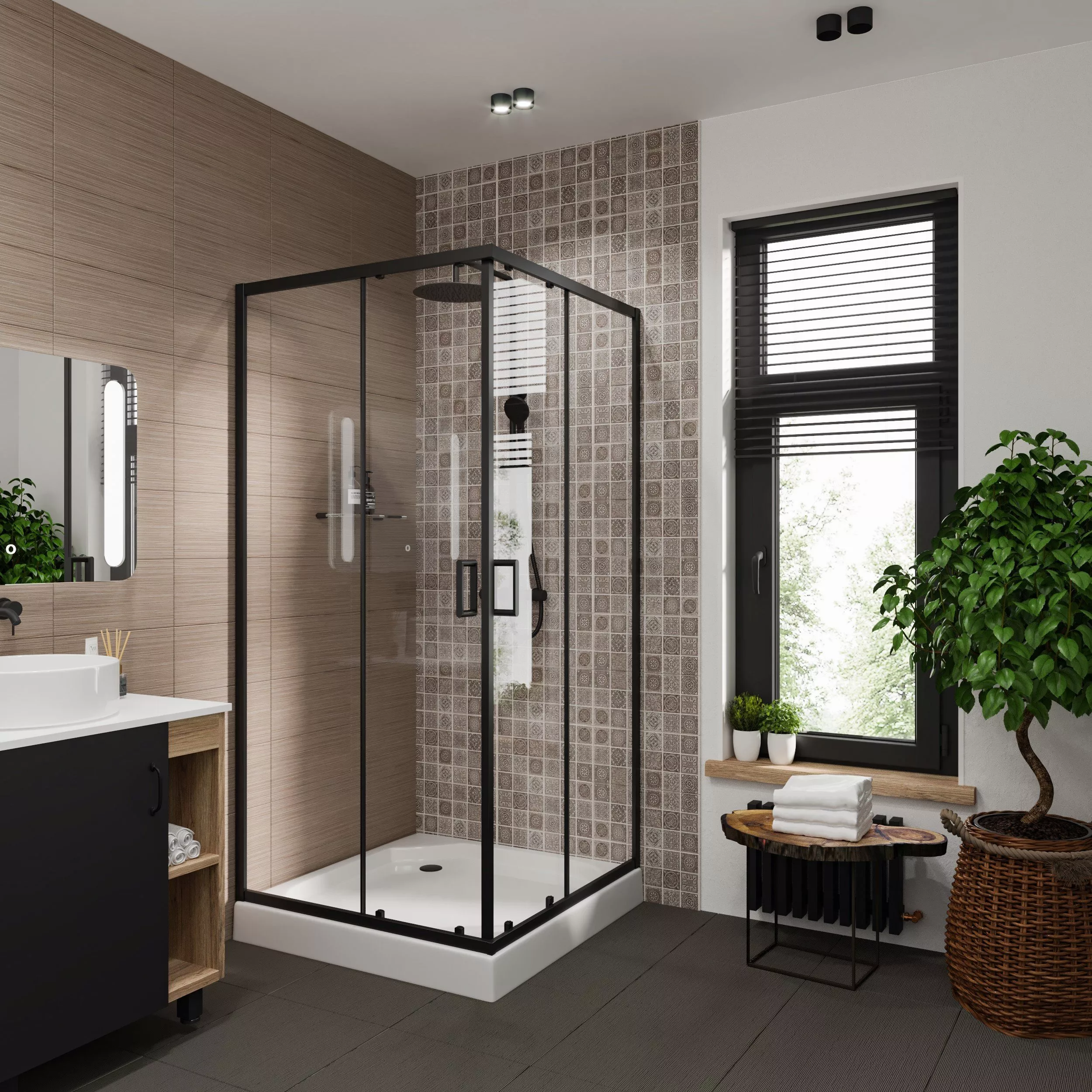 

Душевой уголок Niagara Nova NG-6809-08 BLACK 100x100, квадратный, черный