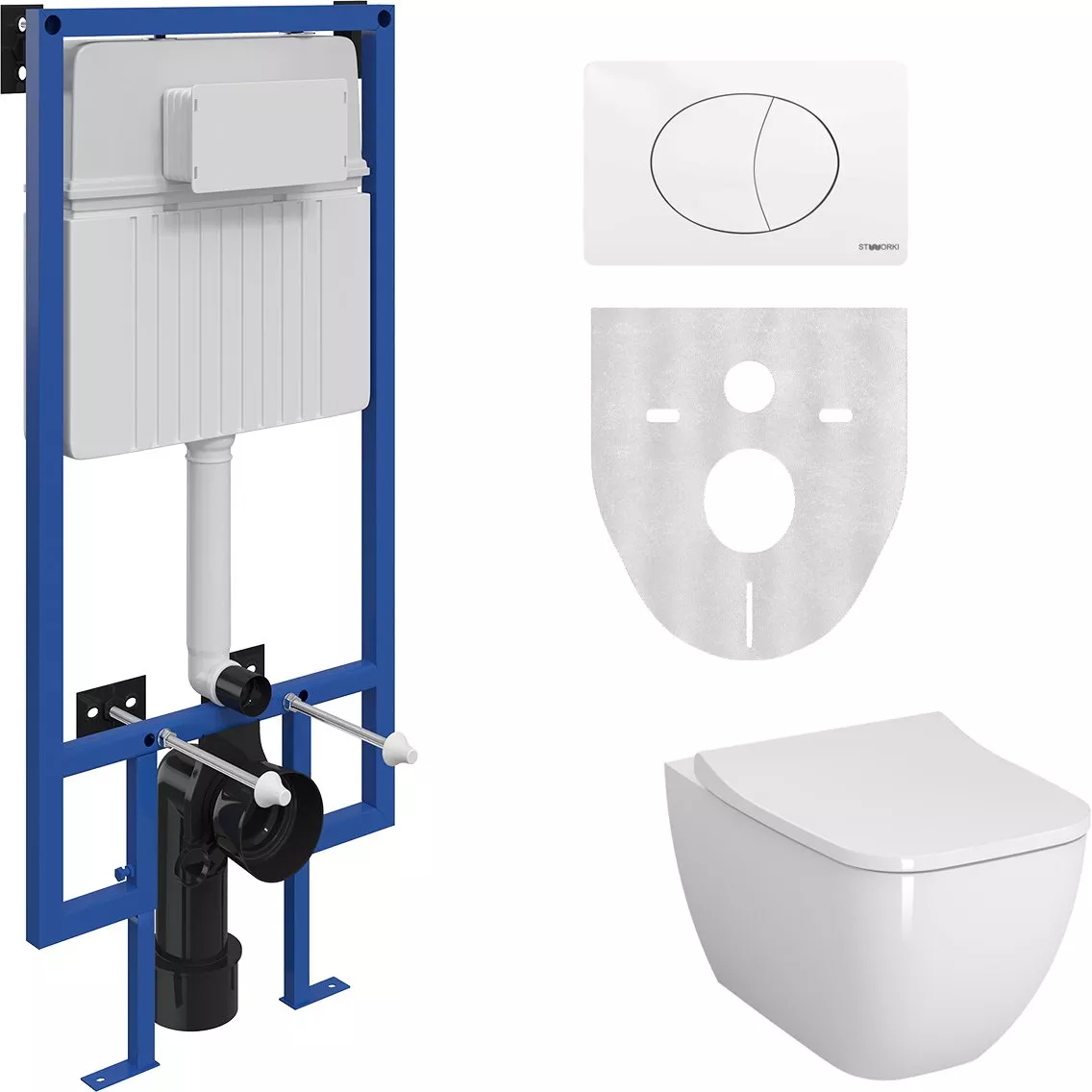 

Комплект Унитаз подвесной VitrA Shift 7742B003-0075 тонкая крышка с микролифтом + Система инсталляции для унитазов STWORKI 510162 + кнопка смыва