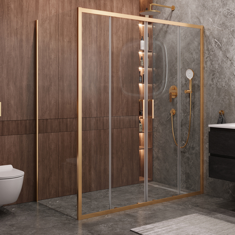 

Душевой уголок Cezares Molveno AH 2+1 170+90 C BORO IV 170х90 см, профиль брашированное золото, стекло прозрачное