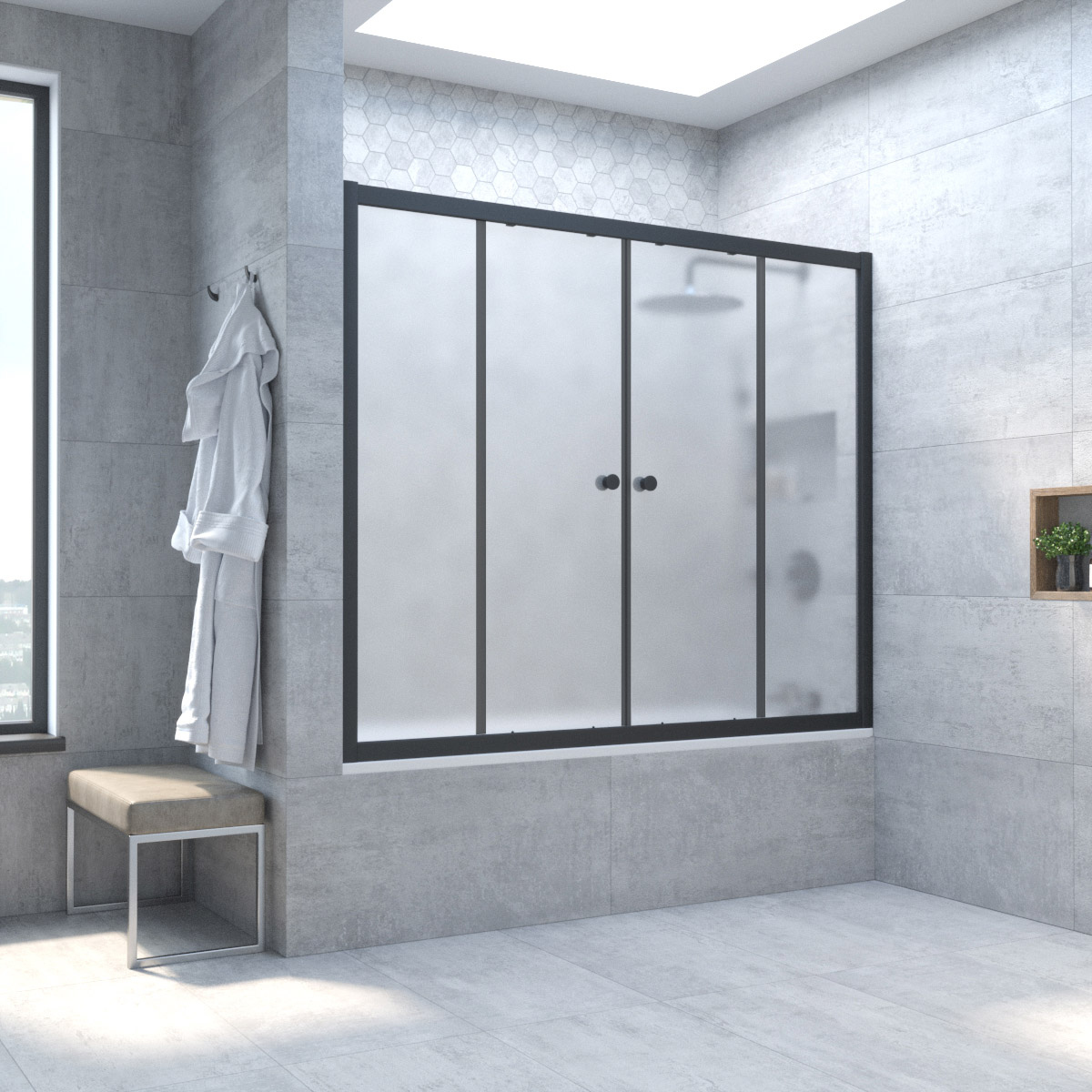 

Шторка на ванну Vegas Glass Z2V Novo 150 02М 10 профиль матовый черный, стекло сатин