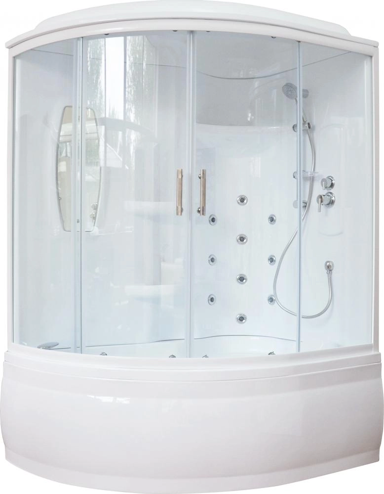 Душевой бокс Royal Bath ALP 150х100 R профиль белый стекло прозрачное с гидромассажем RB150ALP-T-R - фото 1