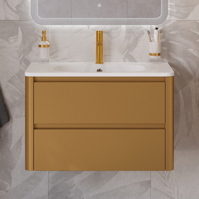 

Тумба под раковину без столешницы Cezares Relax 80 подвесная, брашированное золото