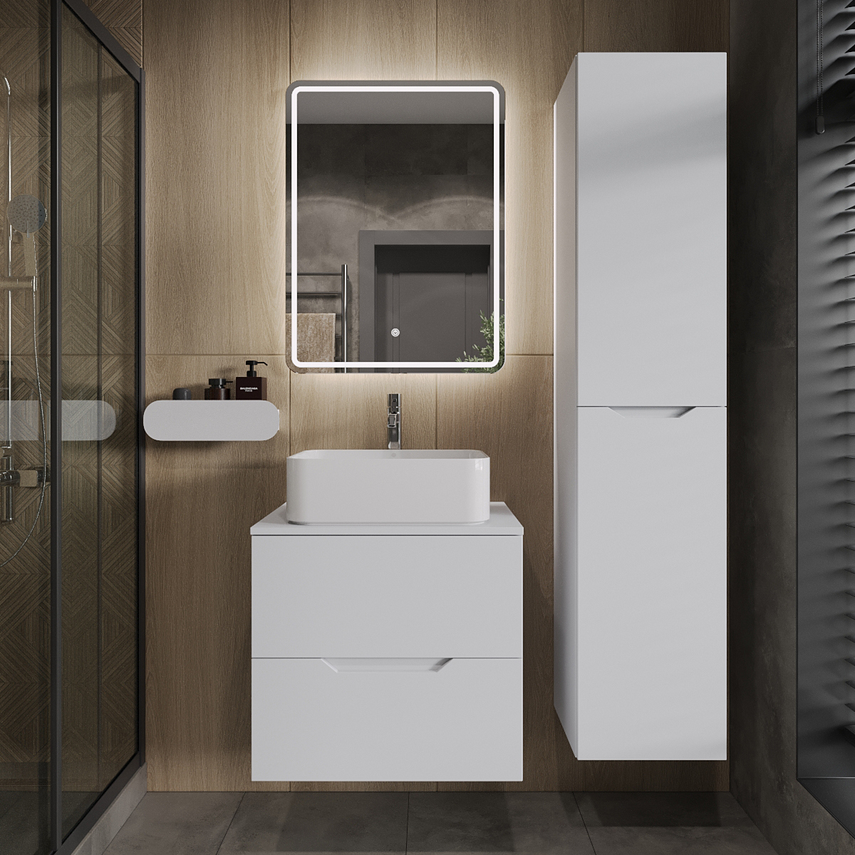 

Мебель для ванной комнаты Orange Line 60 подвесная, 2 ящика, матовая белая с раковиной B02-460W