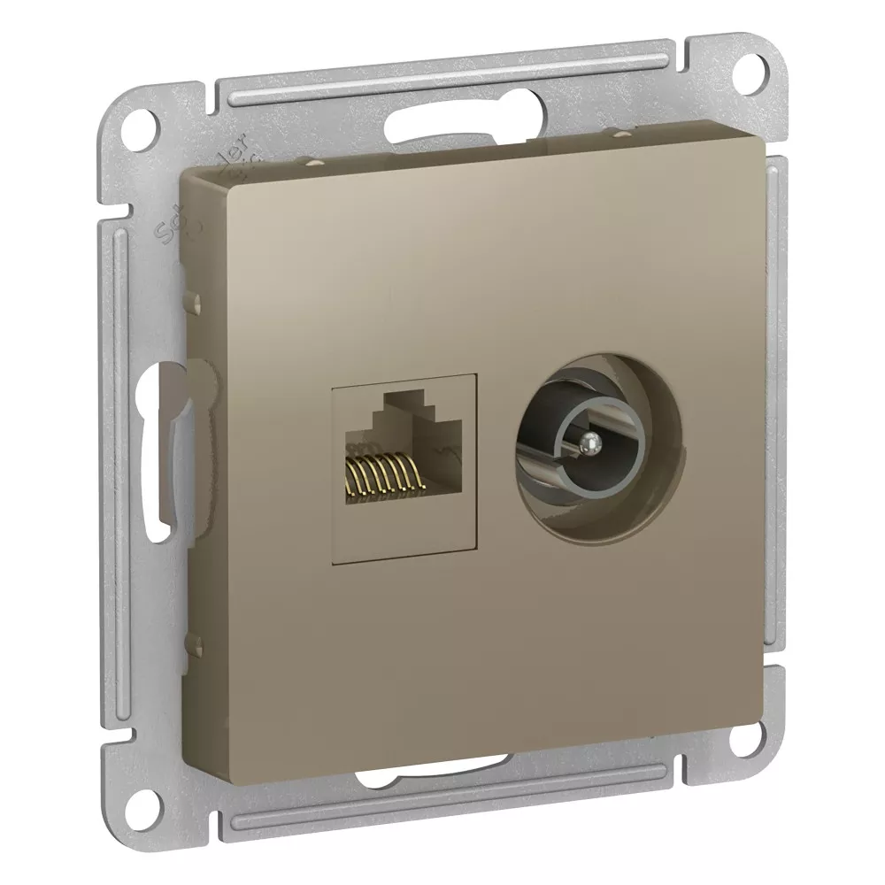 

Розетка двойная комп+ТВ, RJ45+TV, кат.5E, Systeme Electric AtlasDesign Шампань ATN000589
