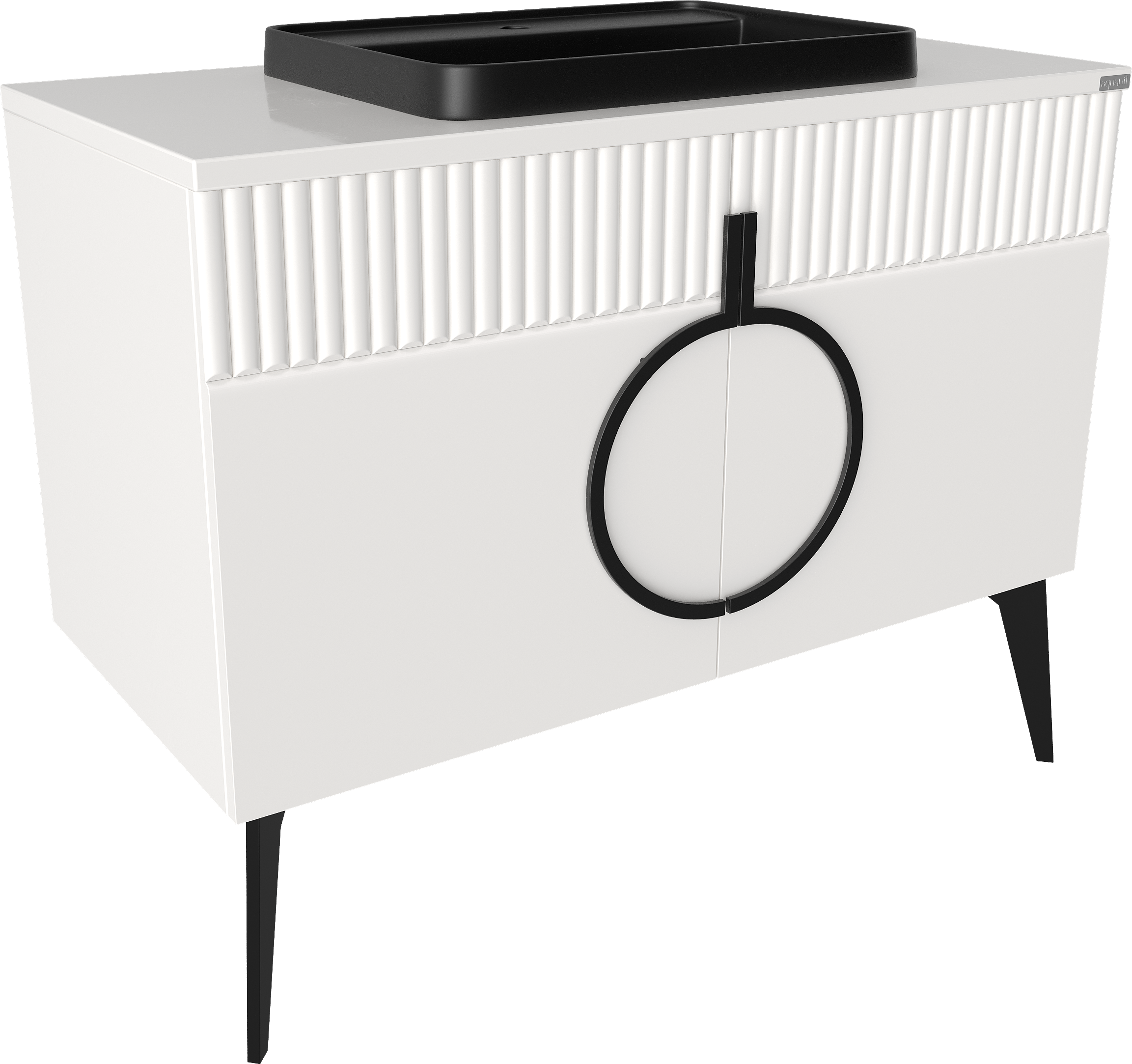 

Тумба с раковиной STWORKI Valisso 105 white, черные ручки