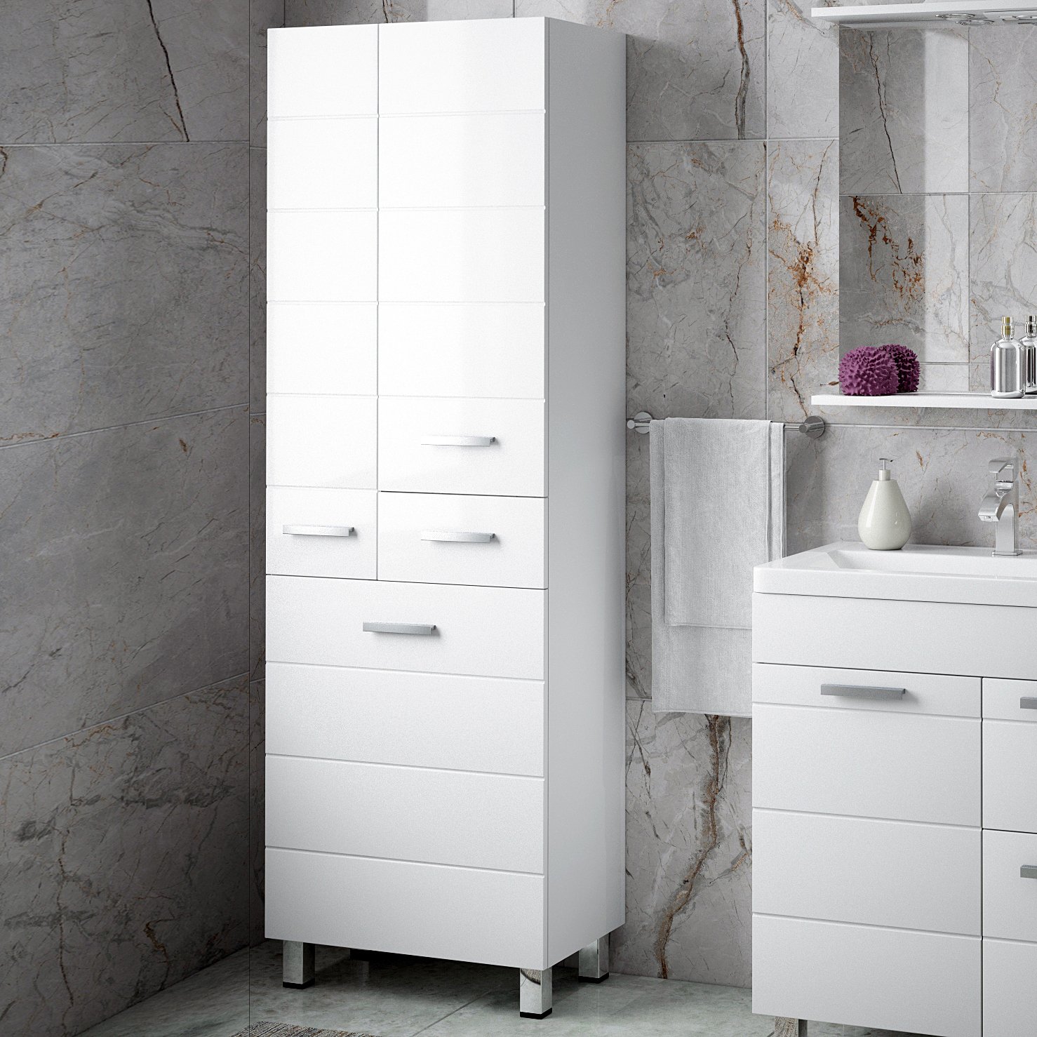 

Шкаф-пенал для ванной Corozo Денвер 60 Z1, с бельевой корзиной