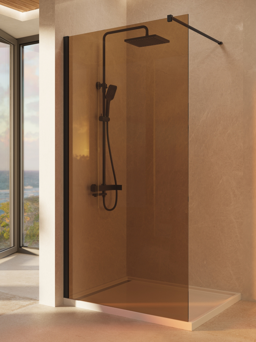 

Душевая перегородка Vincea Walk-in VSW-1H100GSB 100 см, профиль матовый черный, стекло янтарь