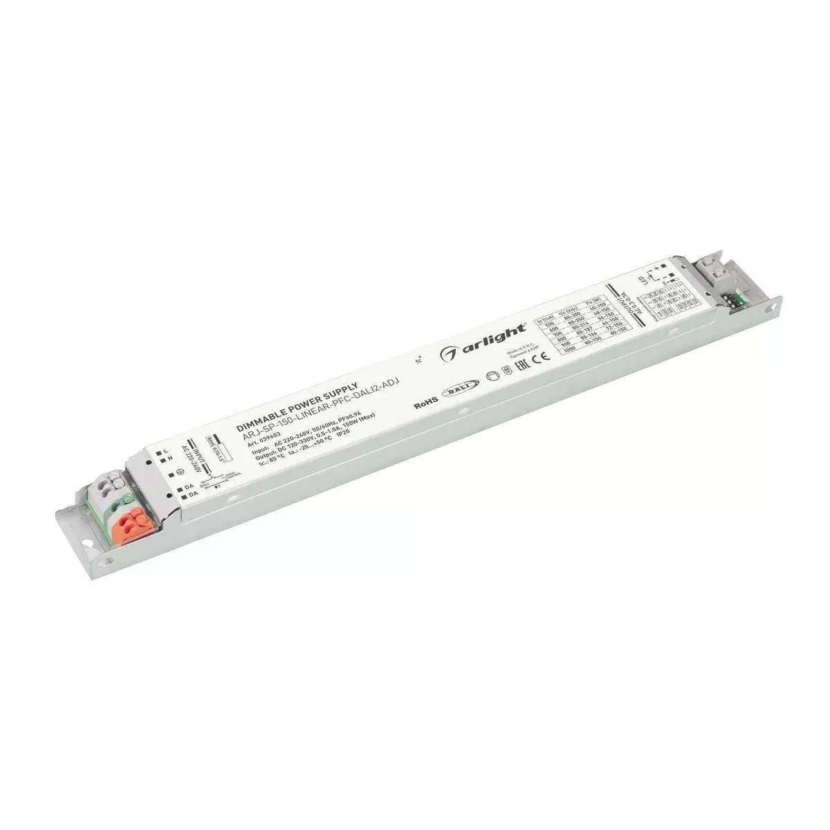 

Драйвер Arlight ARJ-SP-150-Linear-PFC-Dali2-ADJ 120-330V 150W IP20 0,5-1A 039603