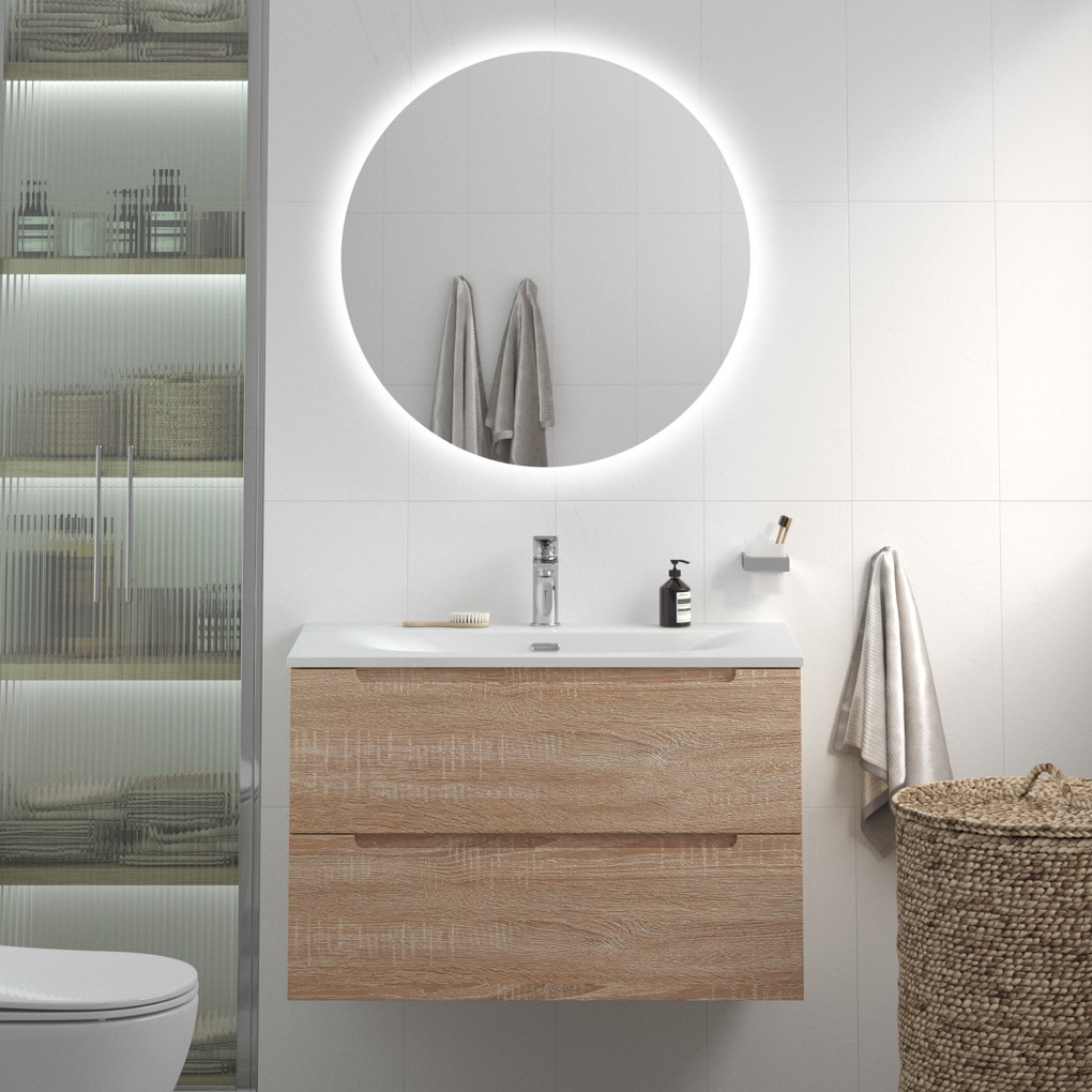 

Мебель для ванной комнаты BelBagno Etna 80 rovere bianco, раковина BB-8099-80