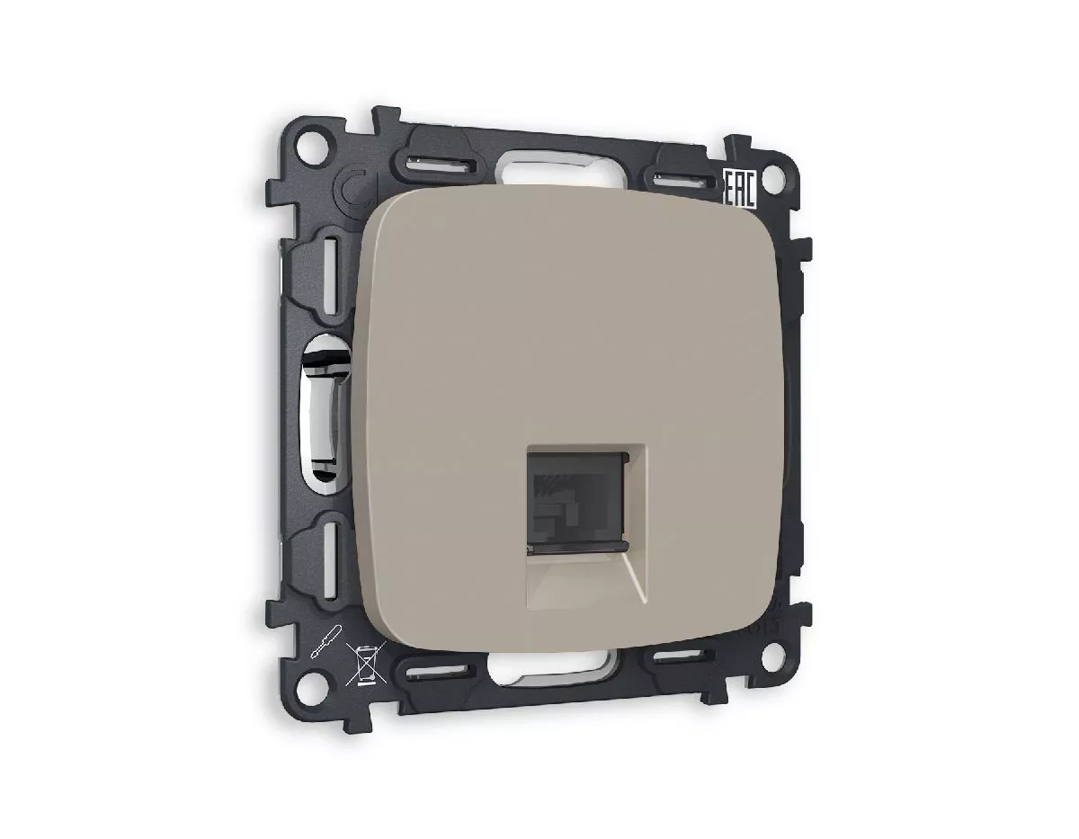 

Комплект механизма компьютерной розетки RJ-45(8P8C) CAT6 со шторкой Ambrella Volt Omega MO372010