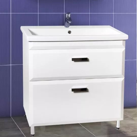 

Тумба с раковиной Style Line Лотос 80 Люкс Plus напольная, белая