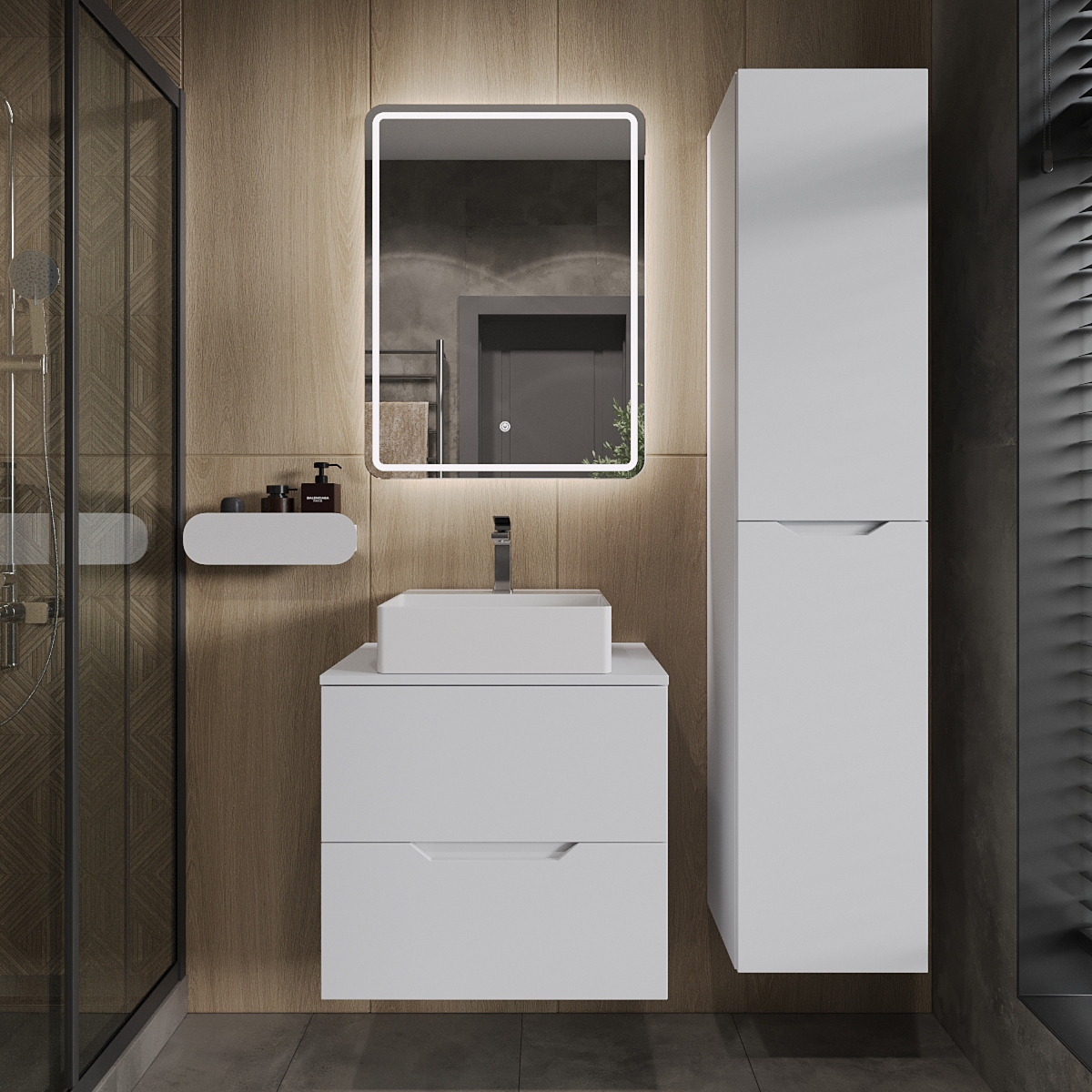 

Мебель для ванной комнаты Orange Line 60 подвесная, 2 ящика, матовая белая с раковиной B04-405W