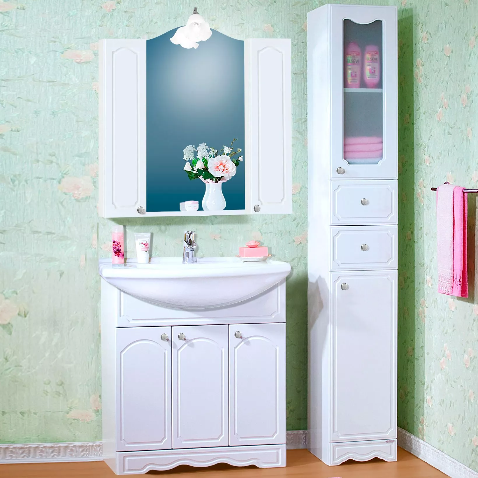 Мебель для ванной Бриклаер Лючия 80 белый глянец, цвет белый глянцевый - фото 1